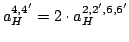 $a_H^{4,4'} = 2 \cdot a_H^{2,2',6,6'}$